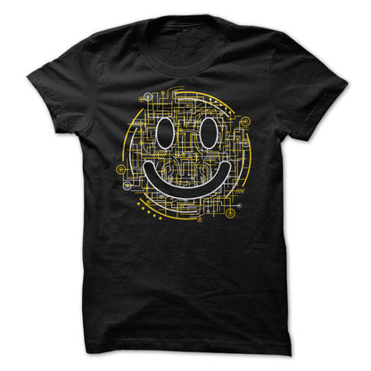 Electric Smiley Face Graphic Tee T-shirt